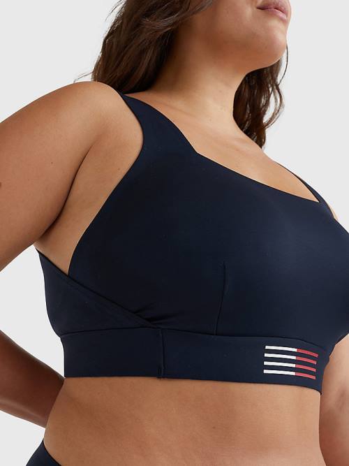 Tommy Hilfiger Curve TH Flex Flag Print Bikini Bralette Mayo Kadın Mavi | TH295UEV