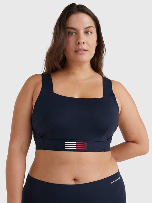 Tommy Hilfiger Curve TH Flex Flag Print Bikini Bralette Mayo Kadın Mavi | TH295UEV