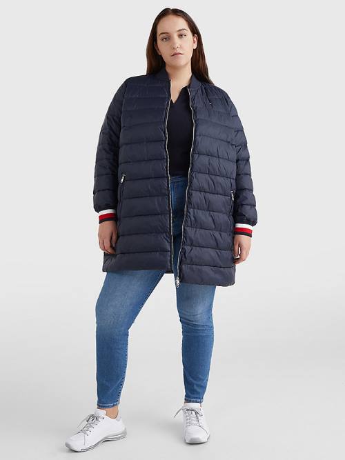 Tommy Hilfiger Curve TH Protect Filled Long Bomber Coat Ceket Kadın Mavi | TH813OBS