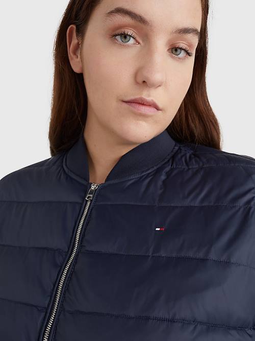 Tommy Hilfiger Curve TH Protect Filled Long Bomber Coat Ceket Kadın Mavi | TH813OBS