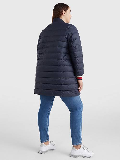 Tommy Hilfiger Curve TH Protect Filled Long Bomber Coat Ceket Kadın Mavi | TH813OBS