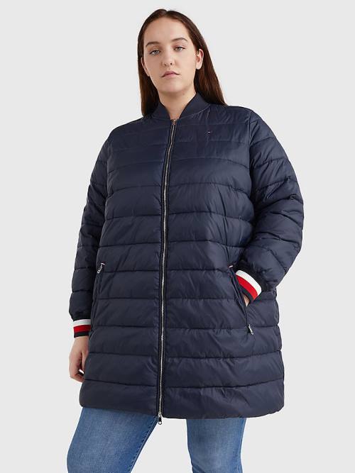 Tommy Hilfiger Curve TH Protect Filled Long Bomber Coat Ceket Kadın Mavi | TH813OBS