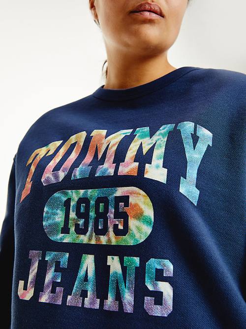 Tommy Hilfiger Curve Tie-Dye Sweatshirt Kadın Mavi | TH827QPO