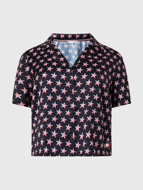 Tommy Hilfiger Curve Tommy 85 Star Print Shirt Pijama Kadın Bej Rengi | TH426BAF