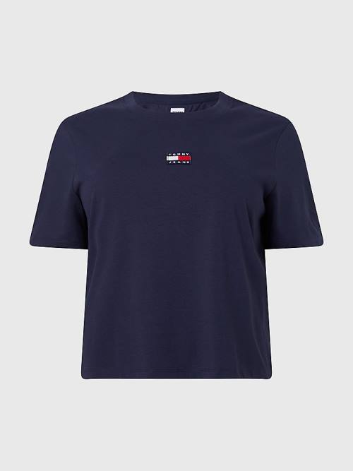 Tommy Hilfiger Curve Tommy Badge Crew Neck Tişört Kadın Mavi | TH689JSQ