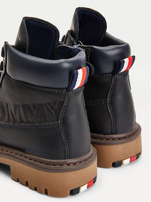 Tommy Hilfiger Dantel-Up Cleated Sole Ankle Booties Bot Erkek Çocuk Mavi | TH682AGE