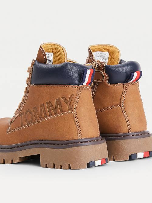 Tommy Hilfiger Dantel-Up Cleated Sole Ankle Booties Bot Erkek Çocuk Sarı | TH972YDJ