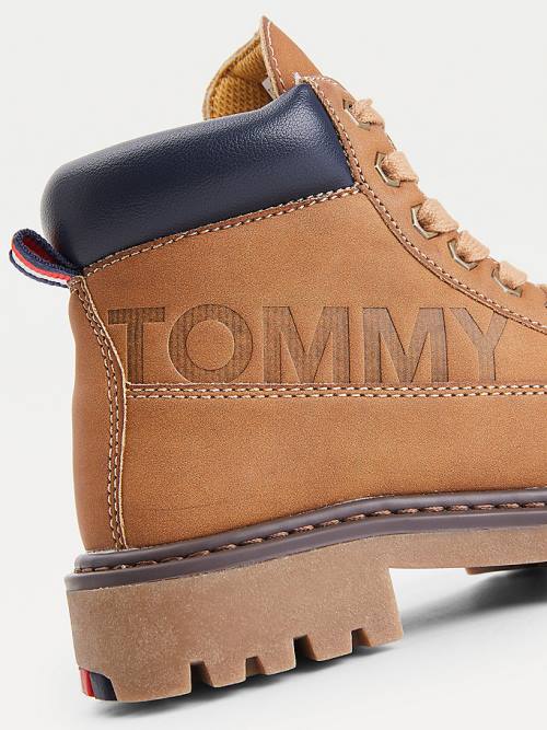 Tommy Hilfiger Dantel-Up Cleated Sole Ankle Booties Bot Erkek Çocuk Sarı | TH972YDJ