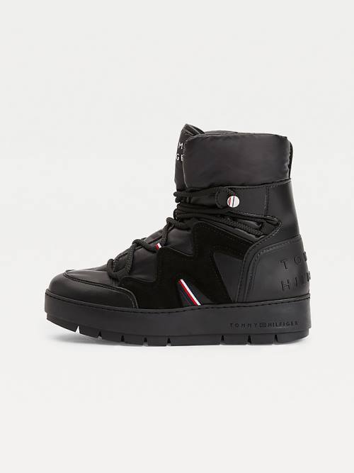 Tommy Hilfiger Dantel-Up Snow Bot Kadın Siyah | TH407PYK