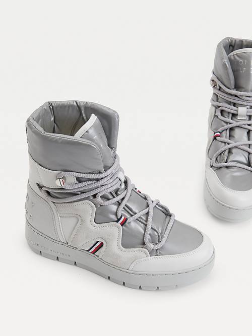 Tommy Hilfiger Dantel-Up Snow Bot Kadın Gri | TH519ESX