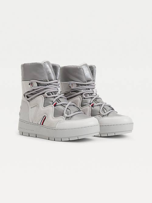 Tommy Hilfiger Dantel-Up Snow Bot Kadın Gri | TH519ESX