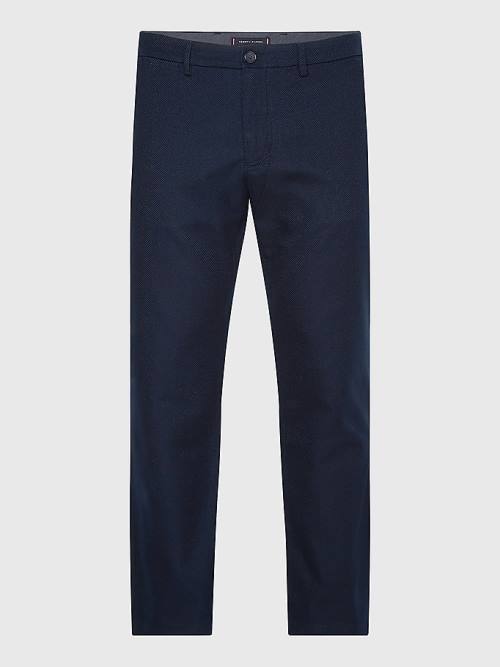 Tommy Hilfiger Denton Basket Weave Straight Fit Chinos Pantolon Erkek Mavi | TH084LYQ