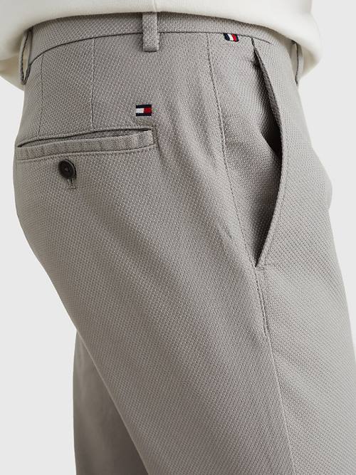 Tommy Hilfiger Denton Basket Weave Straight Fit Chinos Pantolon Erkek Gri | TH495RAW