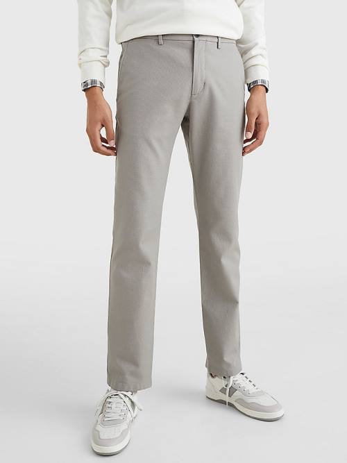 Tommy Hilfiger Denton Basket Weave Straight Fit Chinos Pantolon Erkek Gri | TH495RAW