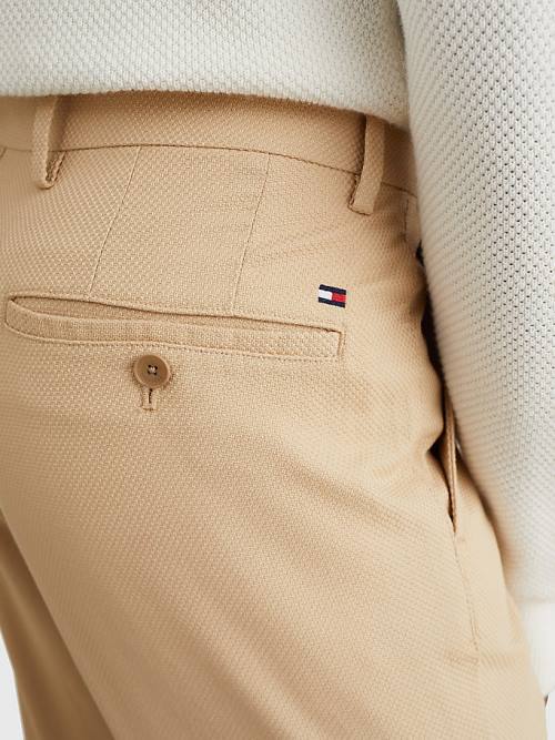 Tommy Hilfiger Denton Basket Weave Straight Fit Chinos Pantolon Erkek Bej Rengi | TH687FJL