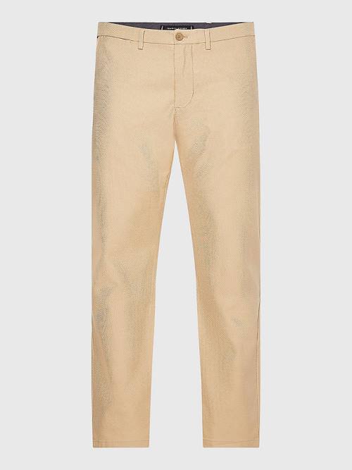 Tommy Hilfiger Denton Basket Weave Straight Fit Chinos Pantolon Erkek Bej Rengi | TH687FJL