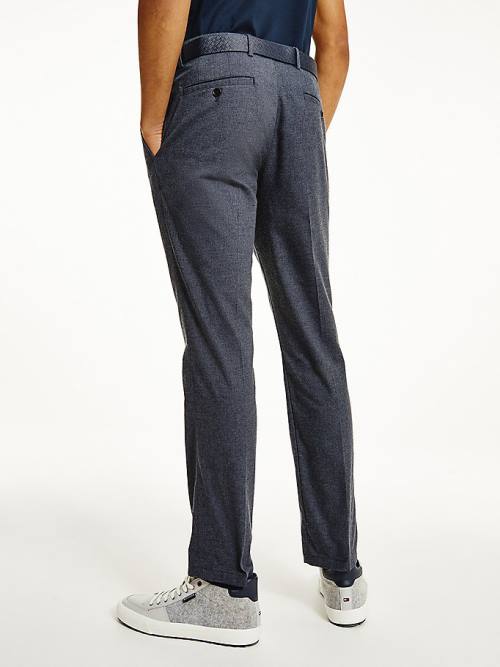 Tommy Hilfiger Denton Melange Pressed Crease Straight Pantolon Erkek Mavi | TH314OBJ