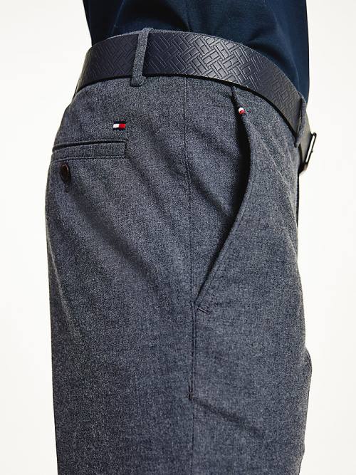 Tommy Hilfiger Denton Melange Pressed Crease Straight Pantolon Erkek Mavi | TH314OBJ