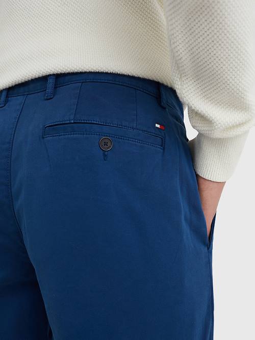 Tommy Hilfiger Denton Straight Fit Satin Chinos Pantolon Erkek Mavi | TH097HBQ