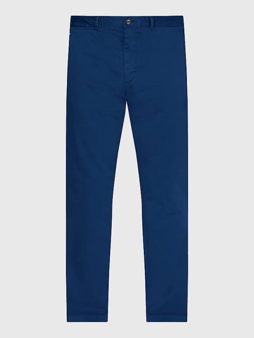 Tommy Hilfiger Denton Straight Fit Satin Chinos Pantolon Erkek Mavi | TH097HBQ