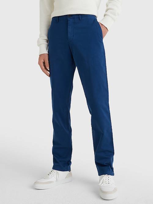 Tommy Hilfiger Denton Straight Fit Satin Chinos Pantolon Erkek Mavi | TH097HBQ