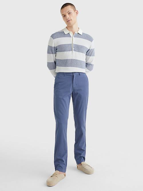 Tommy Hilfiger Denton Straight Fit Satin Chinos Pantolon Erkek Mavi | TH370WIU