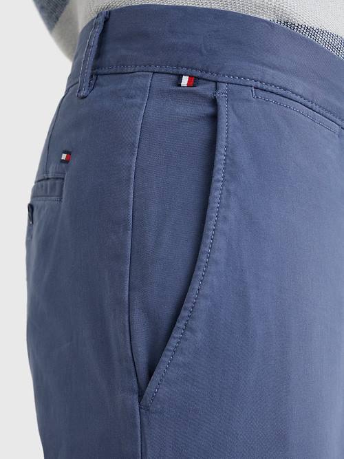 Tommy Hilfiger Denton Straight Fit Satin Chinos Pantolon Erkek Mavi | TH370WIU