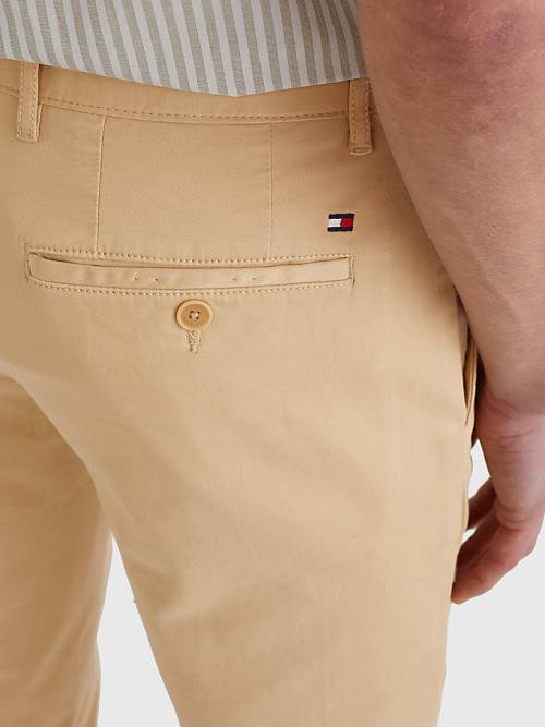 Tommy Hilfiger Denton Straight Fit Satin Chinos Pantolon Erkek Bej Rengi | TH524RIS