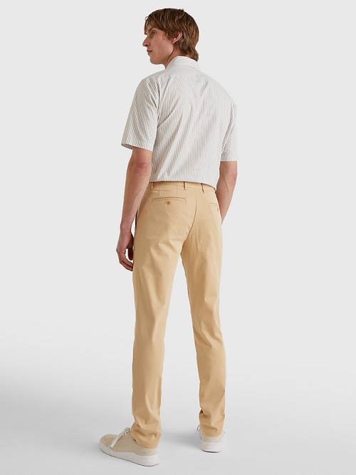 Tommy Hilfiger Denton Straight Fit Satin Chinos Pantolon Erkek Bej Rengi | TH524RIS