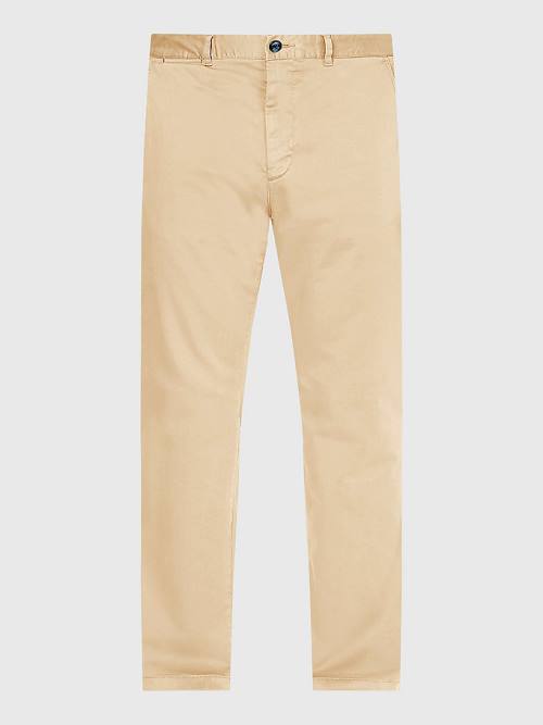 Tommy Hilfiger Denton Straight Fit Satin Chinos Pantolon Erkek Bej Rengi | TH524RIS