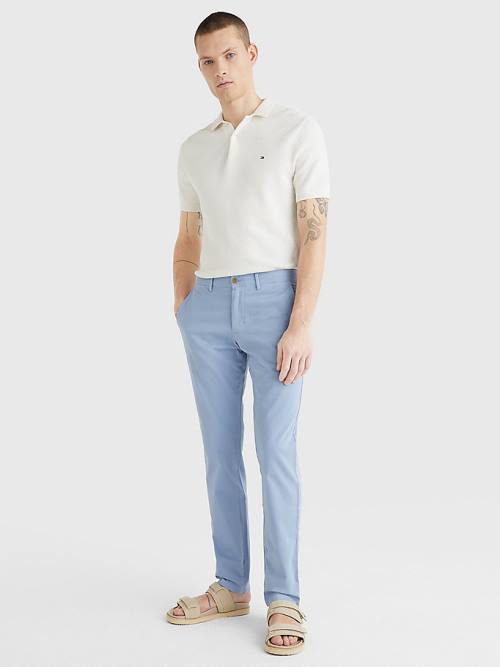 Tommy Hilfiger Denton Straight Fit Satin Chinos Pantolon Erkek Mavi | TH712BDF