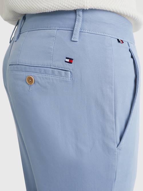 Tommy Hilfiger Denton Straight Fit Satin Chinos Pantolon Erkek Mavi | TH712BDF