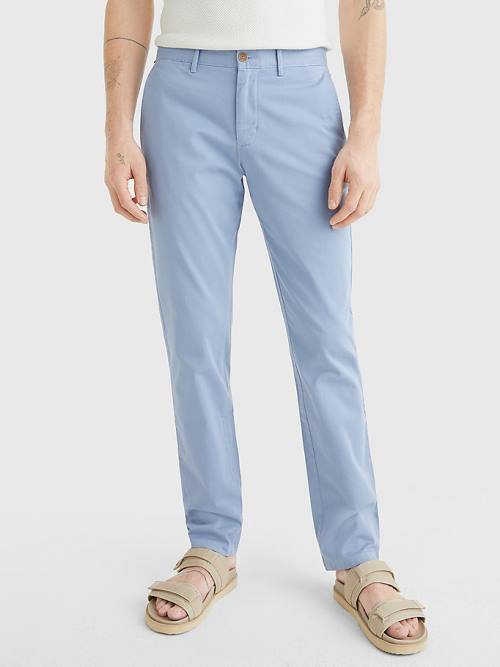 Tommy Hilfiger Denton Straight Fit Satin Chinos Pantolon Erkek Mavi | TH712BDF