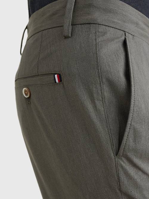 Tommy Hilfiger Denton Wool Look Straight Fit Pantolon Erkek Haki | TH719UPD