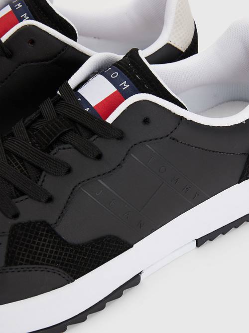 Tommy Hilfiger Deri Cupsole Spor Ayakkabı Erkek Siyah | TH249HGT