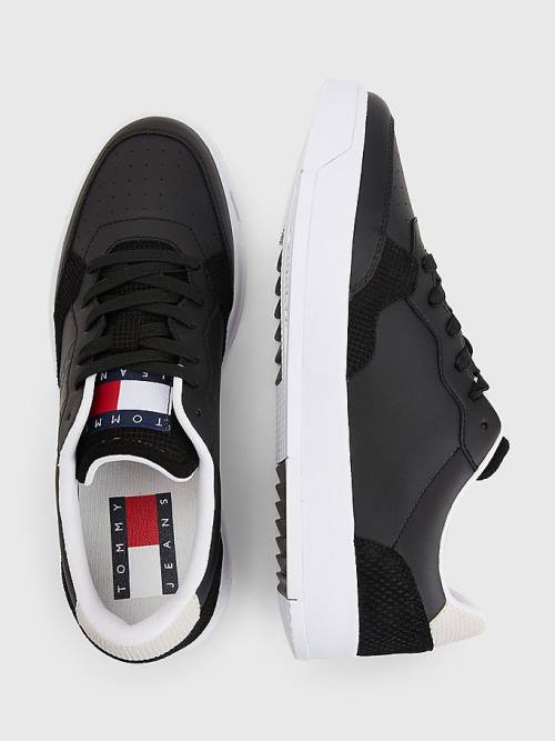 Tommy Hilfiger Deri Cupsole Spor Ayakkabı Erkek Siyah | TH249HGT