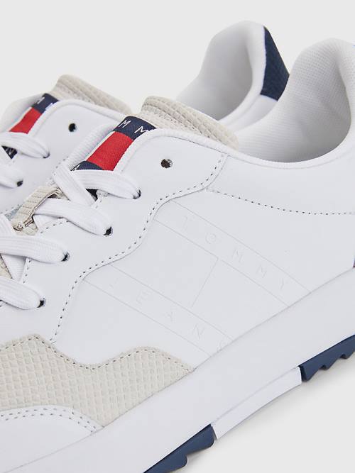 Tommy Hilfiger Deri Cupsole Spor Ayakkabı Erkek Beyaz | TH530MHW