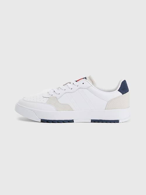 Tommy Hilfiger Deri Cupsole Spor Ayakkabı Erkek Beyaz | TH530MHW