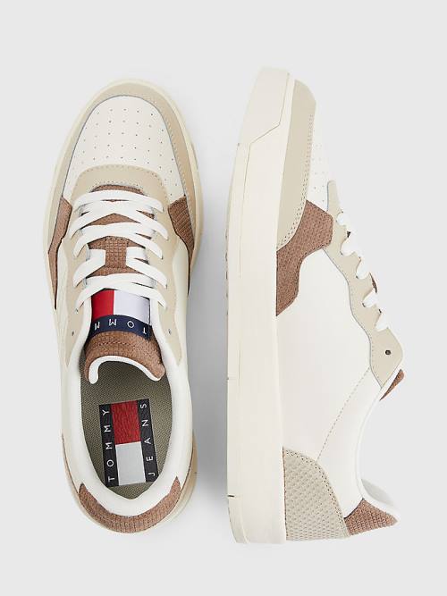 Tommy Hilfiger Deri Cupsole Spor Ayakkabı Erkek Bej Rengi | TH540CKM