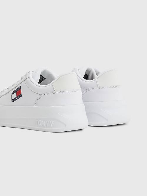 Tommy Hilfiger Deri Flatform Spor Ayakkabı Kadın Beyaz | TH978MVE