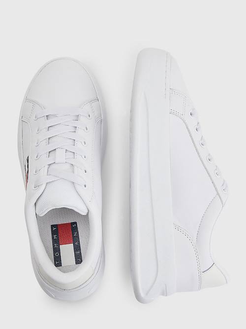 Tommy Hilfiger Deri Flatform Spor Ayakkabı Kadın Beyaz | TH978MVE