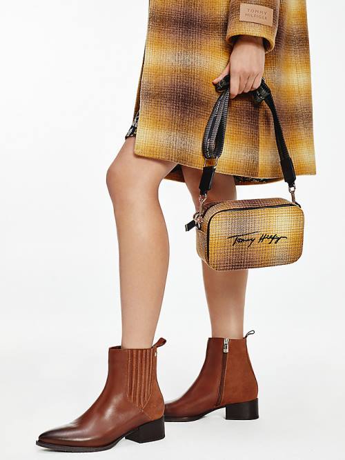 Tommy Hilfiger Deri High Heel Ankle Bot Kadın Kahverengi | TH429IMG