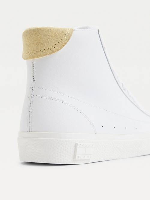 Tommy Hilfiger Deri High-Top Spor Ayakkabı Kadın Sarı | TH249WVY