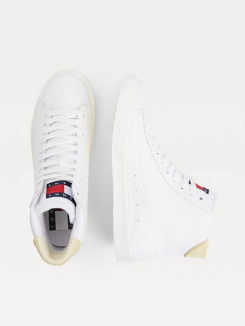 Tommy Hilfiger Deri High-Top Spor Ayakkabı Kadın Sarı | TH249WVY