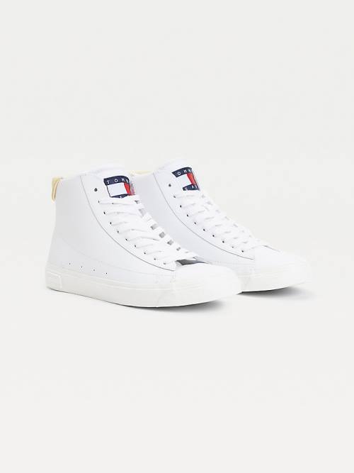 Tommy Hilfiger Deri High-Top Spor Ayakkabı Kadın Sarı | TH249WVY