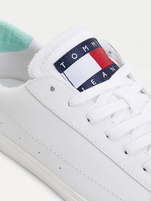 Tommy Hilfiger Deri Low-Top Spor Ayakkabı Kadın Yeşil | TH806THK