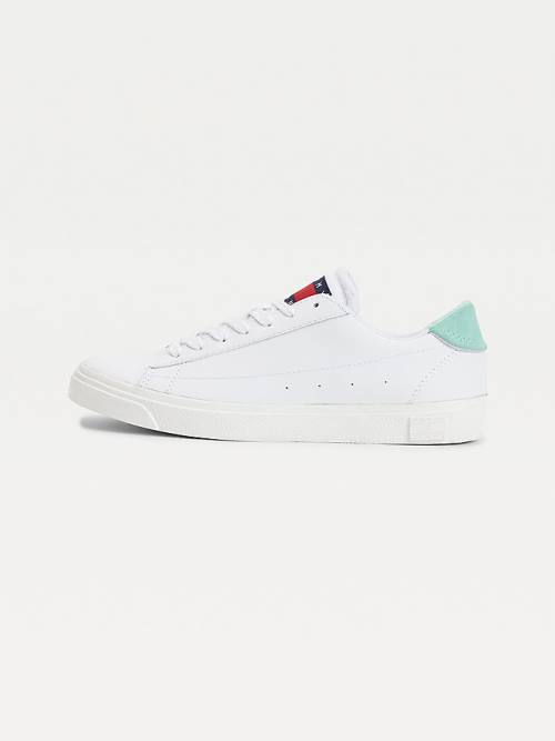 Tommy Hilfiger Deri Low-Top Spor Ayakkabı Kadın Yeşil | TH806THK