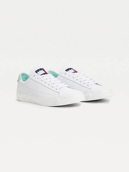 Tommy Hilfiger Deri Low-Top Spor Ayakkabı Kadın Yeşil | TH806THK