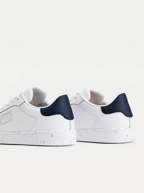 Tommy Hilfiger Deri Speckled Cupsole Spor Ayakkabı Erkek Beyaz | TH318TGH