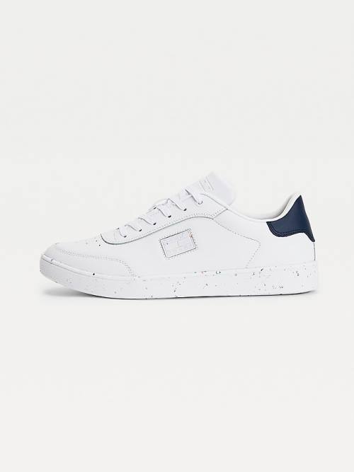 Tommy Hilfiger Deri Speckled Cupsole Spor Ayakkabı Erkek Beyaz | TH318TGH